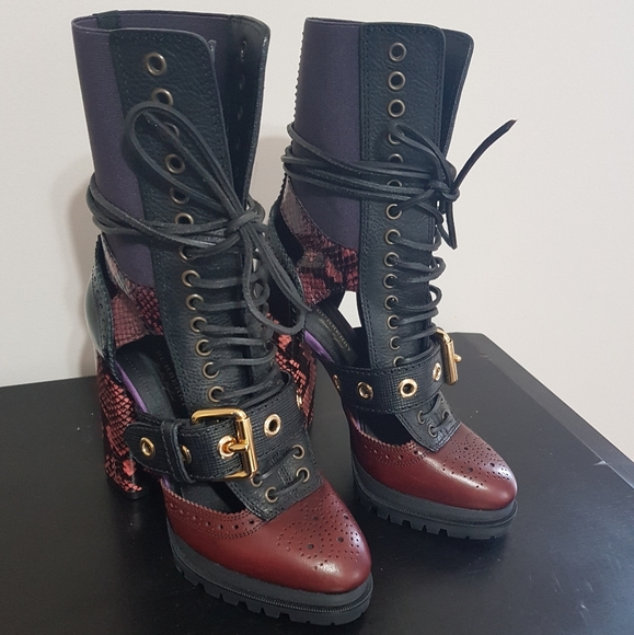 Burberry West Marsh Blk/Garnett pink python skin a - Picture 1 of 8